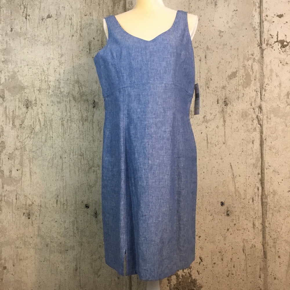 Liz Claiborne 12 Chambray Dress Linen Sleeveless